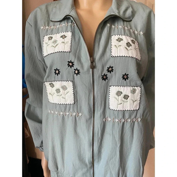 Vintage Logix Floral Embroidered Women Jacket Oversized S - Picture 5 of 7